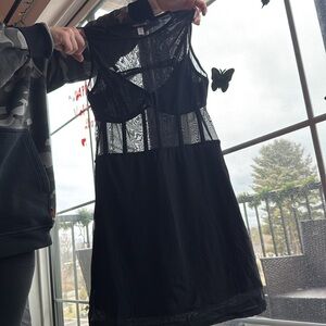 Size L sheer top little black dress